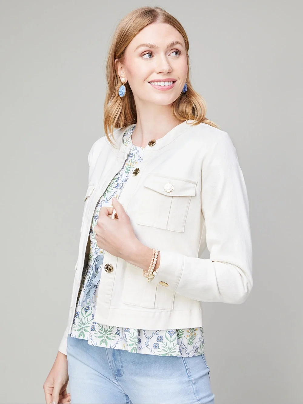 Spartina 449 Kinsley Denim Jacket – Shell/Off-White | Size XL
